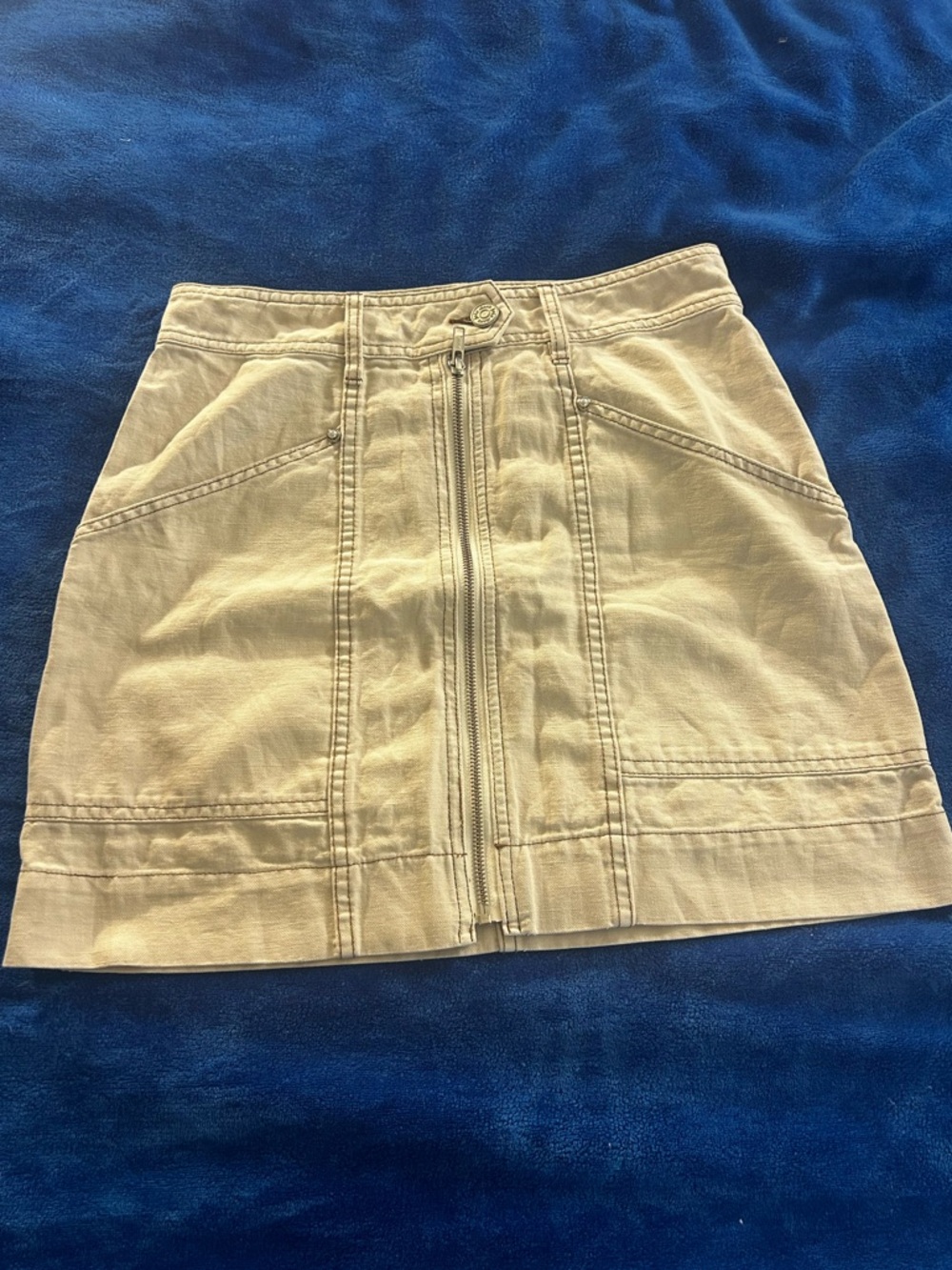 Joie Cream Zip Front Mini Skirt Size 6 Minimalist Chic